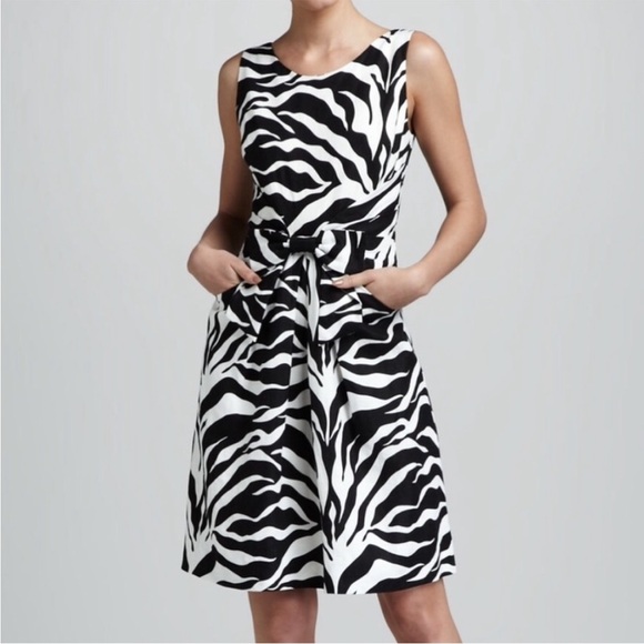 Kate Spade Linen Black & White A-Line Dress Size 12 - Picture 1 of 10